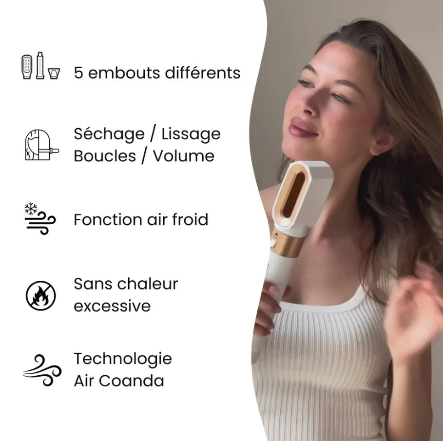 Silya 5-en-1 Air Styler Pro : Séchage, Lissage & Boucles à Domicile